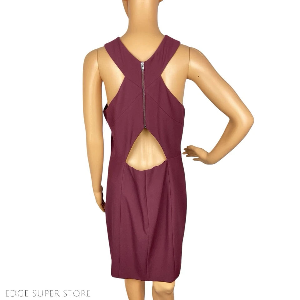 Elizabeth And James Burgundy Red Cut Out Open Back Halter Mini Dress Size 12 - Image 3 of 4
