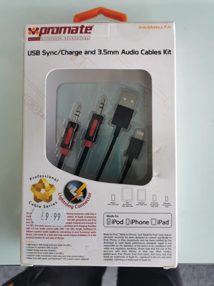 apple usb sincronización/carga y kit de cable de audio de 3,5 mm Foto 2 de 2