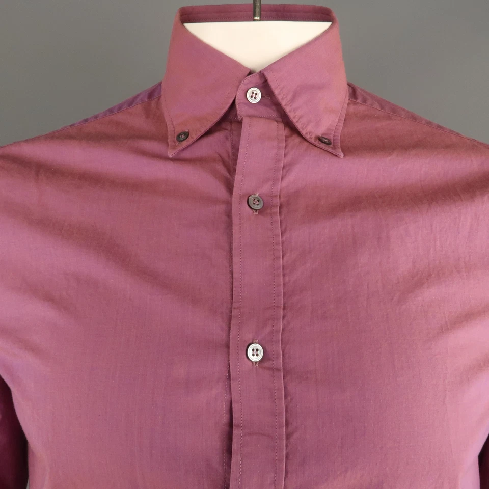 Camisa manga larga con botones de algodón magenta talla S MICHAEL BASTIAN Foto 2 de 4
