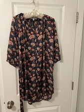 Collective Concepts Belted Casual Dress-3/4 Sleeve-Navy, Red, White Print- S