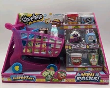 Shopkins Small Mart Shopping Cart Pink Exclusive Shopkins Cart NEW 6 mini packs