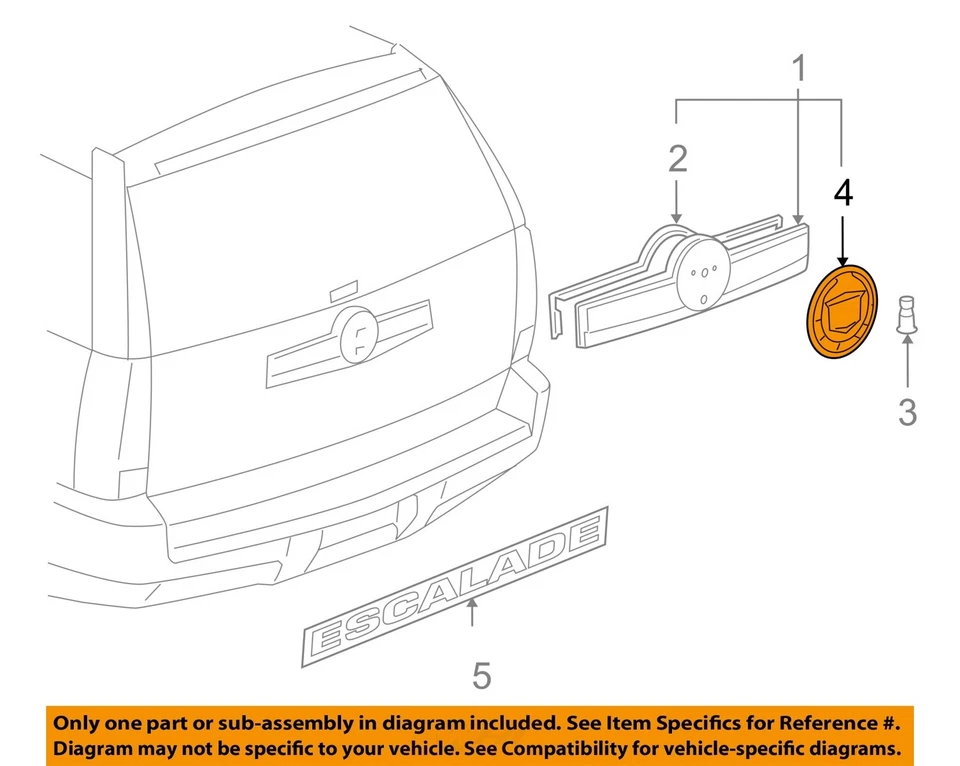 2007-2014 ESCALADE REAR LIFTGATE (TAILGATE)  EMBLEM (CREST) NEW GM # 22984656 - Image 2 of 3