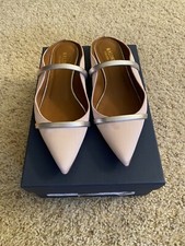 Authentic Malone Souliers Maureen Pink Leather Flat Mules Size 7