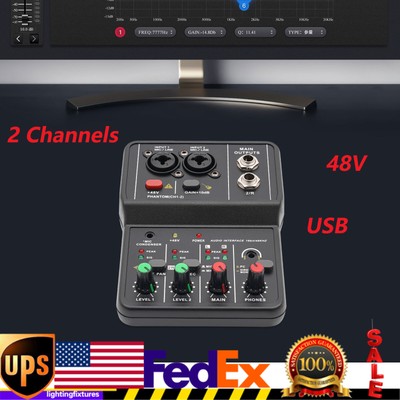 Pro Bluetooth Audio Mixer 2 Channel USB DJ Sound Mixing Console Amplifier Studio