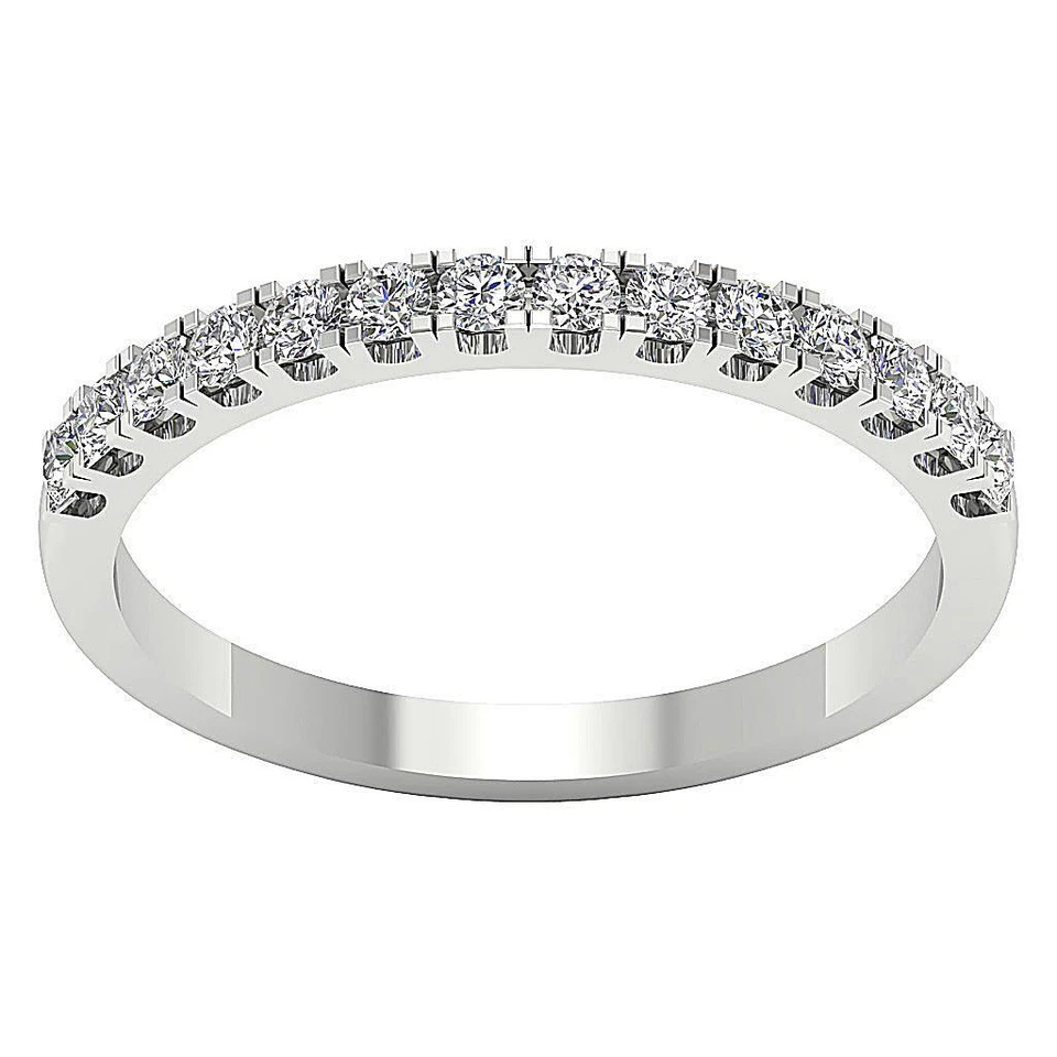 Anillo de aniversario apilable de diamantes genuinos de 0,40 quilates VVS E de oro blanco de 14 quilates RS 4 Foto 2 de 4