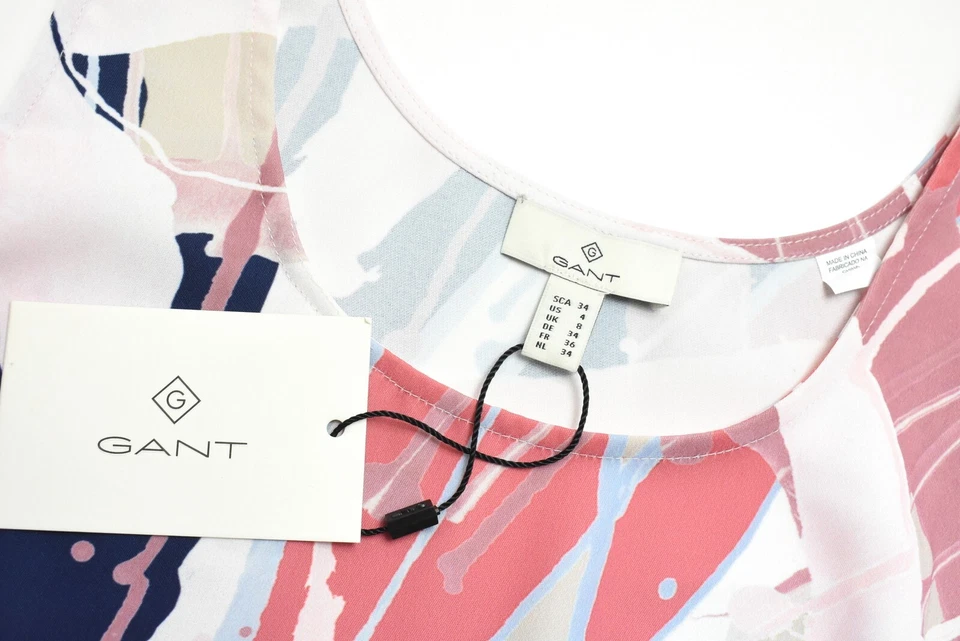 GANT Asymmetric Spin Art Print T-Shirt Women's UK 8 Sleeveless Round Neck - Imagem 4 de 4