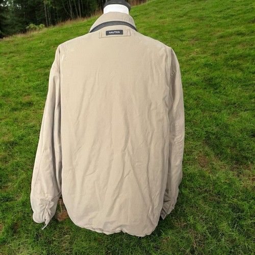 Nautica Mens Jacket Coat Gray Tan Pockets Reversible Wool Blend Size XXL - Picture 3 of 9