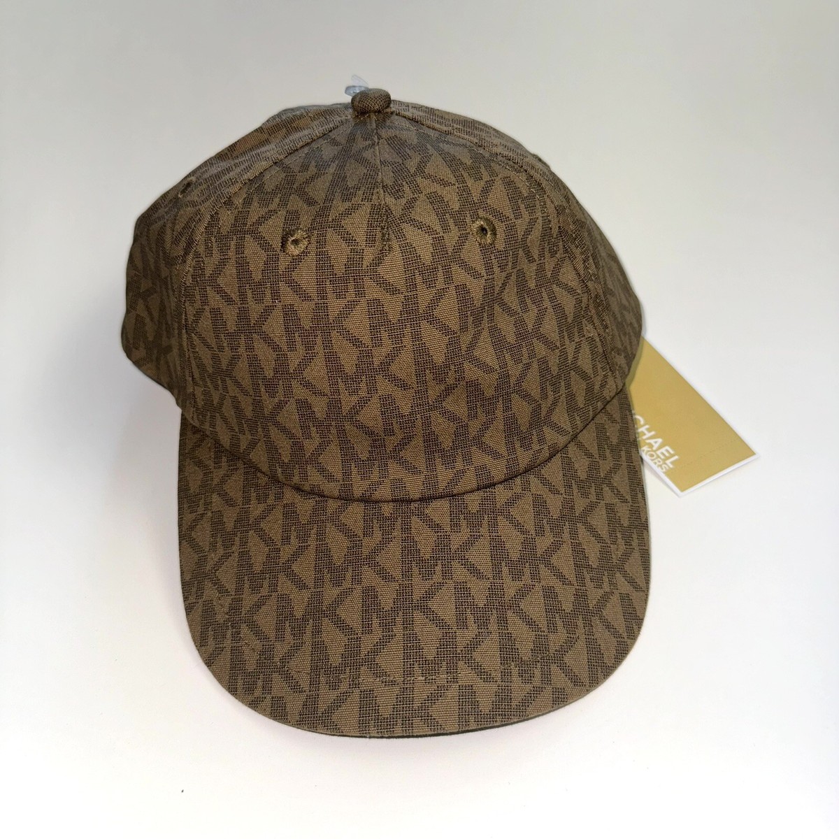 Michael Kors Signature Cap Hat MK Logo Monogram Strapback Baseball Brown $68