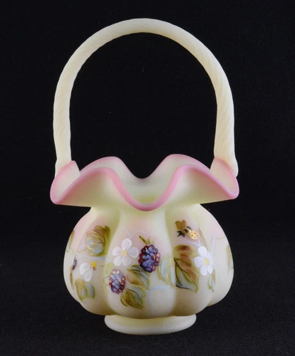 Fenton Burmese Basket "Blackberry Bouquet" Limited Ed. 1998 Connoisseur Col