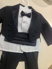Black Tuxedo Suit w/ Tie and Cummerbund 5 Pc. Set Boy's Size 2T-3T Lito Brand