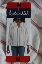 Splendid • Women's Shirt Blouse Top • Rayon/Linen • Color Pink Strips • Size M