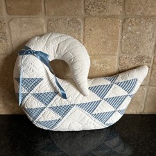 Vintage Handmade Cottagecore Country Goose Shaped Throw Pillow Quilted Farm vtg