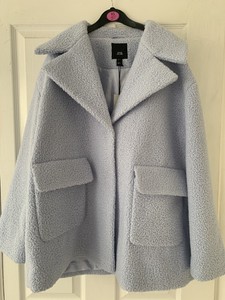 blue boucle coat