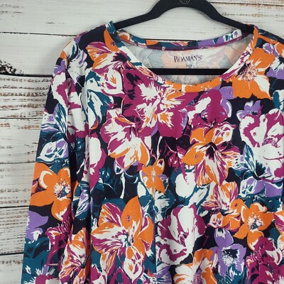 Roamans Long Sleeve Top 26/28 2X Womens Plus Size Multicolor - Main Image