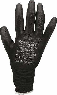 Brilliant Tools Mikro-Feinstrickhandschuhe 12 Paar schwarze, Größe XL / 10 