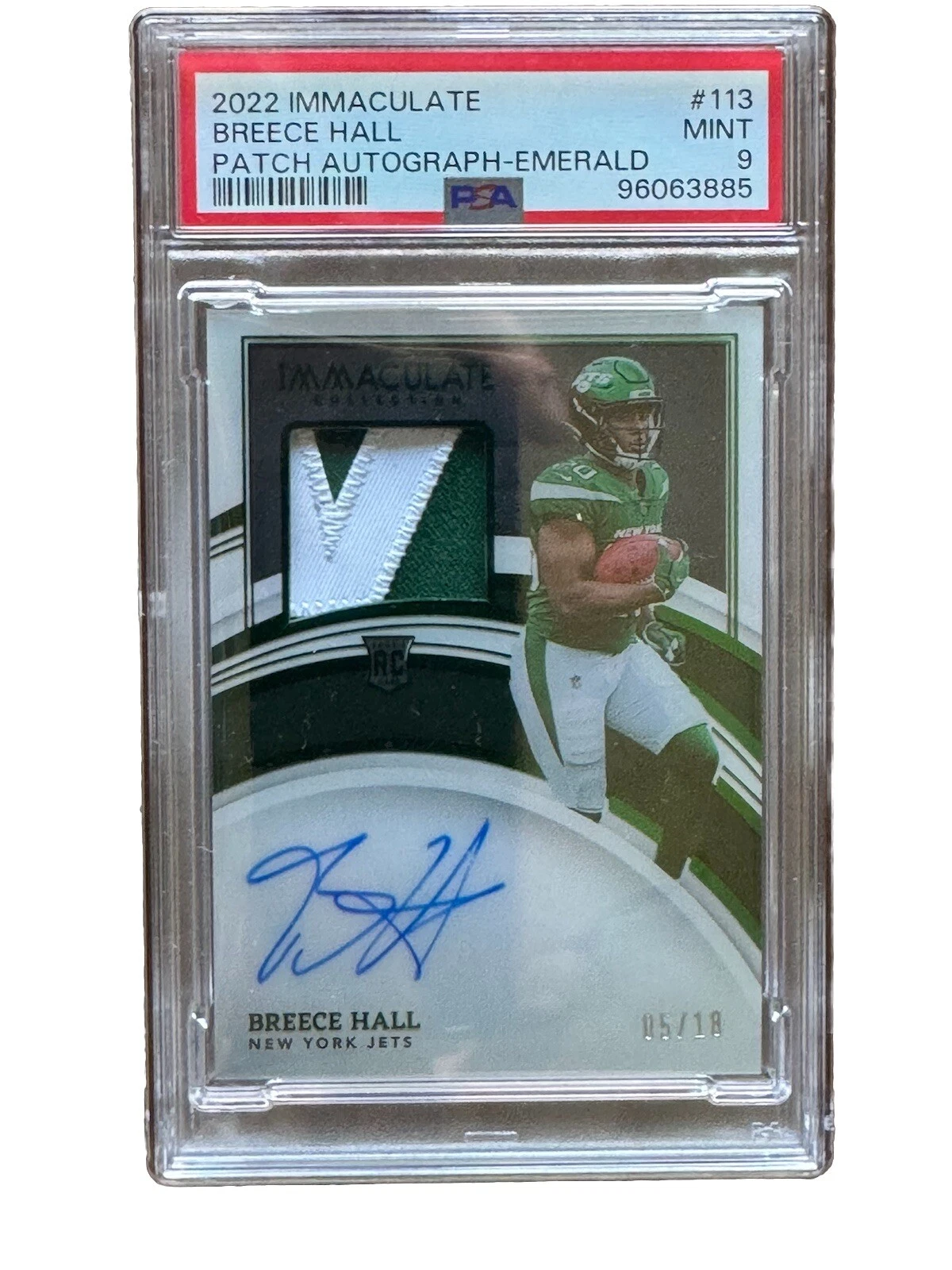 Breece Hall Panini Immaculate Collection #113 Patch Autograph-Emerald