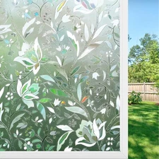 Stunning 17.5" x 78.7" Stained Glass Window Film – Tulip Design for Privacy