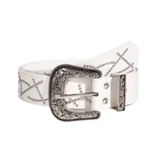 Women Rivet Belt Waistband Faux Leather Punk Retro Casual Floral Black Studded