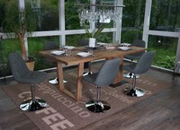 6Er-Set Esszimmerstuhl HWC-A60, Chrom Textil Hellgrau, Drehstuhl Stuhl