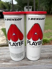 Vintage Dunlop Player Sealed Tennis Balls - 2 Metal cans Unopened 1970s Retro