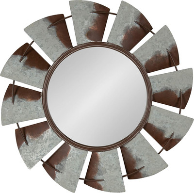 Rustic 32'' Millbrook Windmill Metal Wall Mirror by