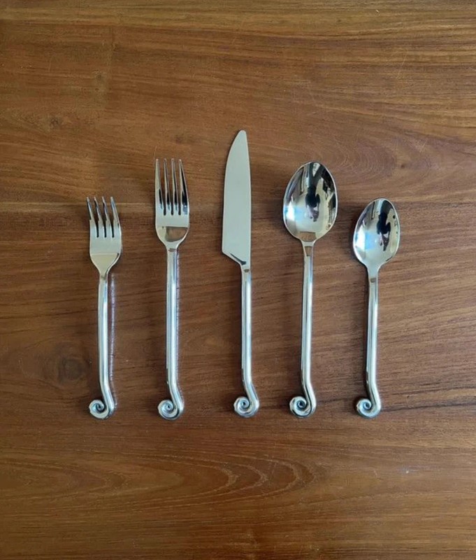 Lot de 5 couverts inox design spirale tourbillon service de table résistant lave-vaisselle