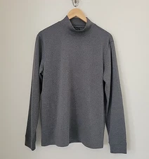 Dunning Golf Shirt Mens M Gray Long Sleeve Lightweight Stretch Mock Neck