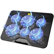 Laptop Cooling Pad with 6 High-Speed Fans, Laptop Cooler with Adjustable Angl...