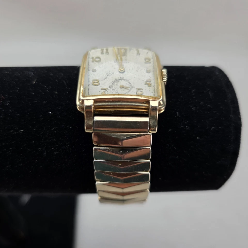 Elgin De Luxe Tank Watch 10K Gold Filled Manual Wind Works Expansion Band X1X - Image 3 of 4