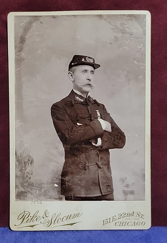 Antique  CDV 1873 Photo UNIFORM Wm. Craft Pike & Slocum Photography Chicago 6x4