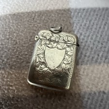 Antique sterling silver vesta case, Victorian, Edwardian