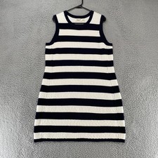 Eliza J Sweater Dress Womens XL Navy White Striped Sleeveless Knit Sheath Boucle