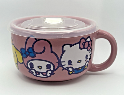 Hello Kitty and Friends 20oz. Soup Bowl Cereal Ceramic Mug w/Pressure  Vented Lid | eBay