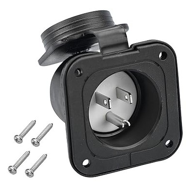 15 Amp Flanged Inlet Shore Power Plug NEMA 5-15 125V Electrical Outlet Receptacl