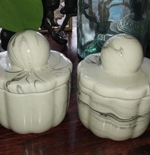 Earthenware Ceramic Trinket Box Marbled Effect 4"x5" Set Of 2