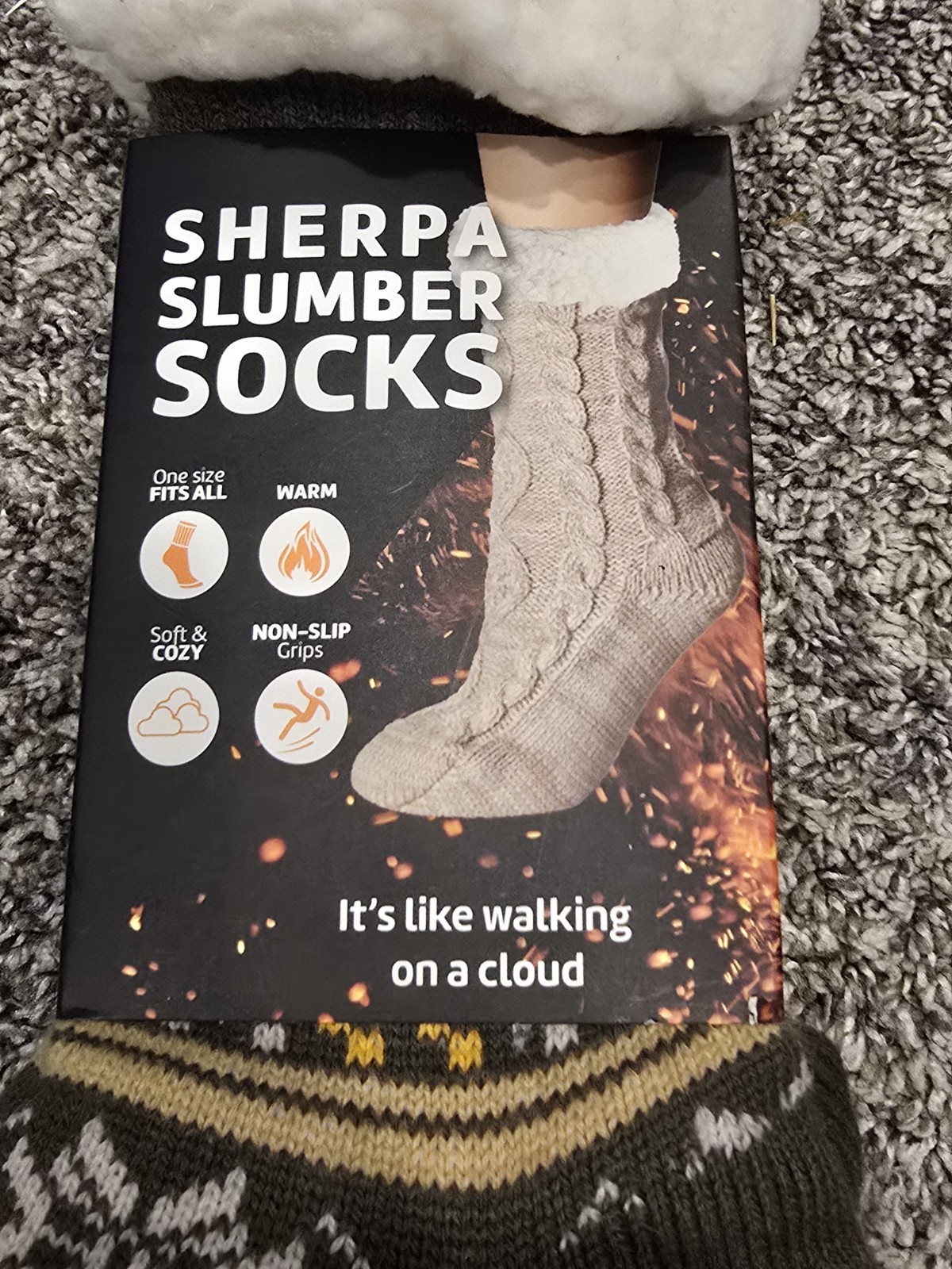 PONY Calze sherpa slumber nuove con etichette Heat Trendz taglia 1 adatte a tutti multicolore a pois unisex