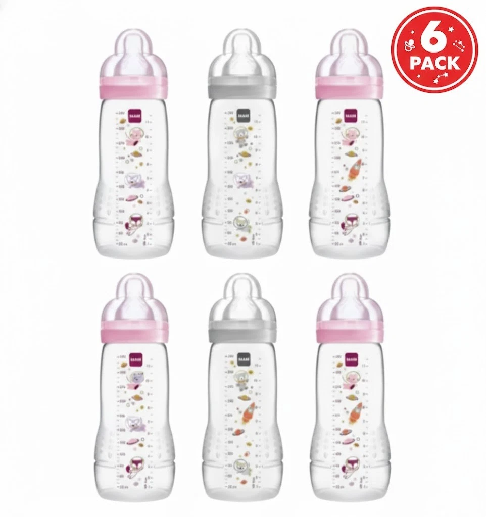 MAM Easy Active Baby Bottles Feeding Bottles Easy-Use 330ml 6 Pack