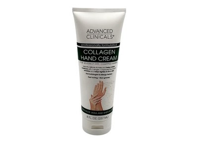 Advanced Clinicals Collagen Hand Cream 8oz Aloe Vera Shea Butter Dry Skin Relief