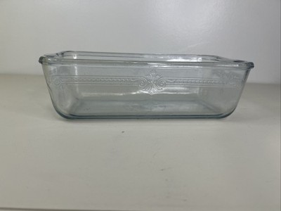 Vintage FIRE KING Sapphire Blue Philbe Glass Bread/Meat Loaf Pan Chipped