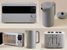 1.7L Kettle 4-Slice Toaster & 17L Microwave 3-Piece Kitchen Set Grey