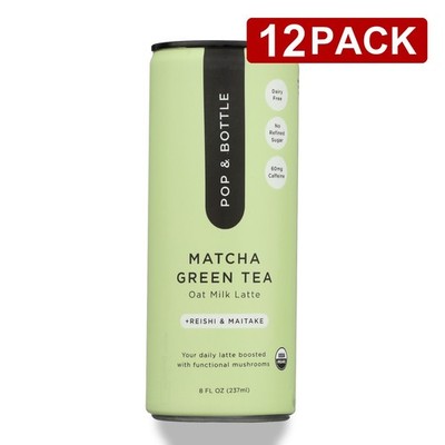 Matcha Green Tea Latte Oat Milk Drink By Pop & Bottle 8 Oz Fl 12 Pack
