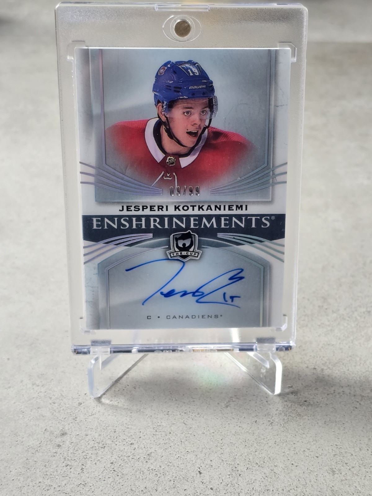 2018-19  Upper Deck The Cup Enshrinements /99 Jesperi Kotkaniemi  Rookie Auto