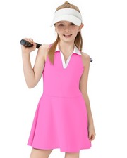 Girls Tennis Dress Polo Sleeveless Golf Outfit Kids Workout Sets Athletic Dre...