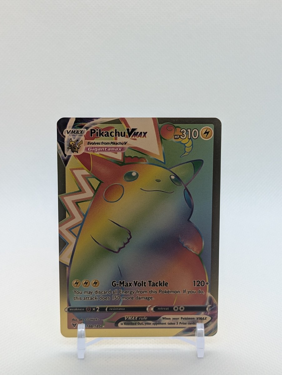 Pokemon🔥PIKACHU VMAX 188/185🔥GOLD FOIL Custom Card🔥Rainbow