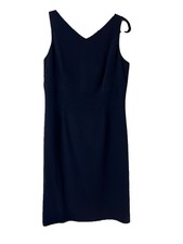 Vintage Talbots Size 8 Navy Sheath Dress Sleeveless Business Suit Classy Lined