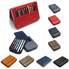 Leather 3/6/12 Slots Hard Fountain Pen Case Bag Stationery Storage Box Organizer