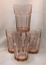 Vintage Libbey Set of 4  Gibraltar Pink Ice Tea Glass Tumblers 5 1/8in Lt  Pink 