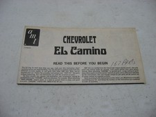 Instruction Sheet Only - Amt 1959 Chevrolet El Camino Model Kit T398 Instruction Sheet Only - Amt 1959 Chevrolet El Camino Model Kit T398