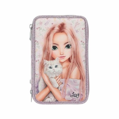 TOPModel 3-Fach Federtasche BLOOMING KITTY inkl. Stifte in Flieder