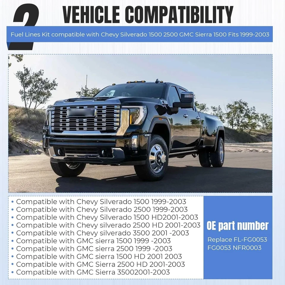 Kit de línea de combustible para Chevy Silverado GMC Sierra 1999-2003 4,8 L 5,3 L 6,0 L 8,1 L Foto 2 de 4